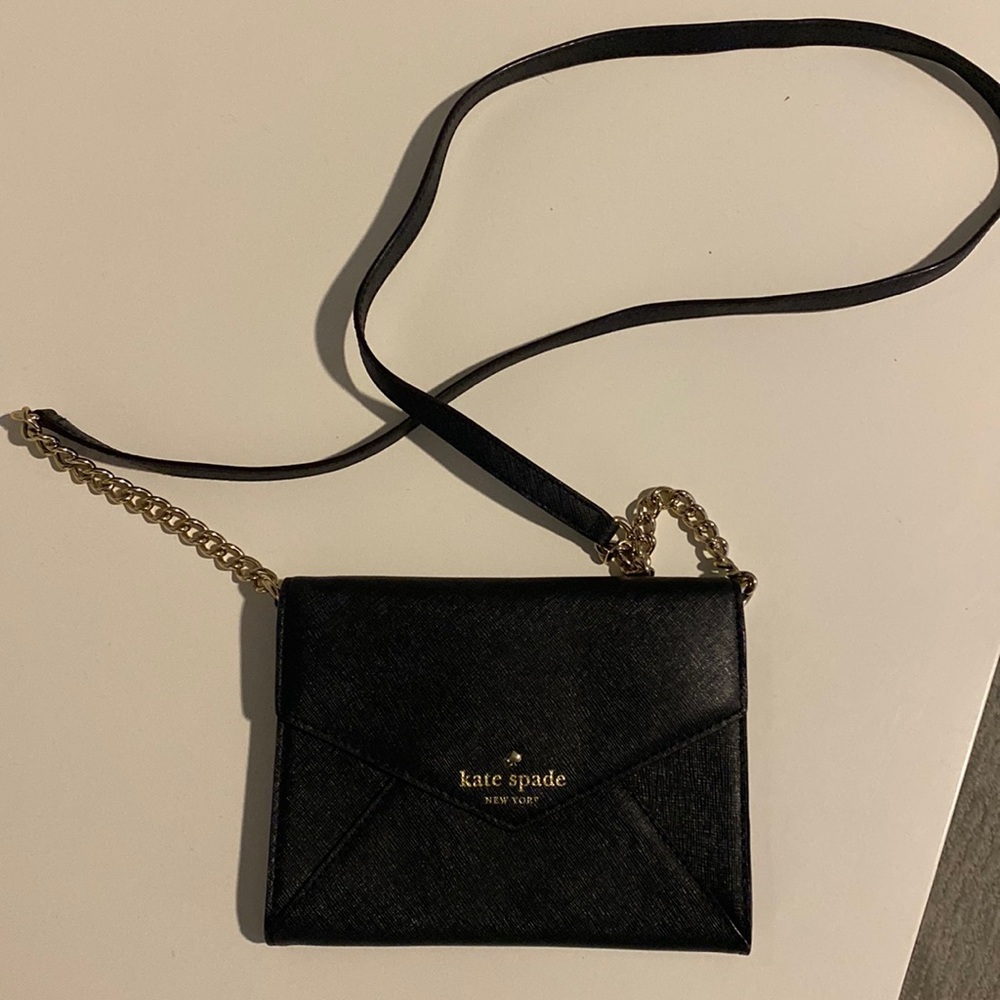 Kate Spade Envelope Soffiano Black Soffiano Crossbody and Clutch